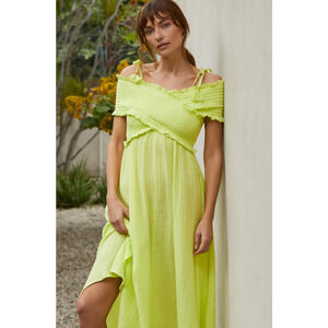 Anthropologie Smocked Gauze Criss-Cross Dress - New Small